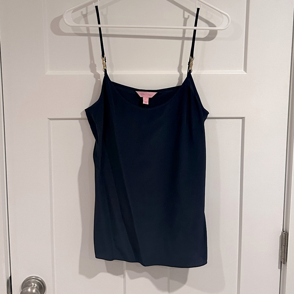 Lilly Pulitzer navy blue silk tank top